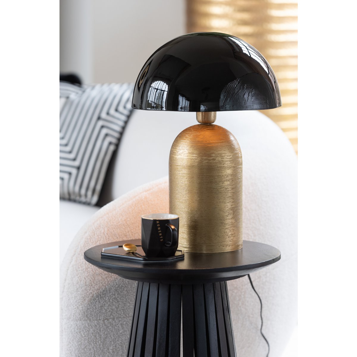 J-Line Tafellamp Mush - Luxe Metaal in Goud/Zwart - Elegante Verlichting voor Jouw Interieur