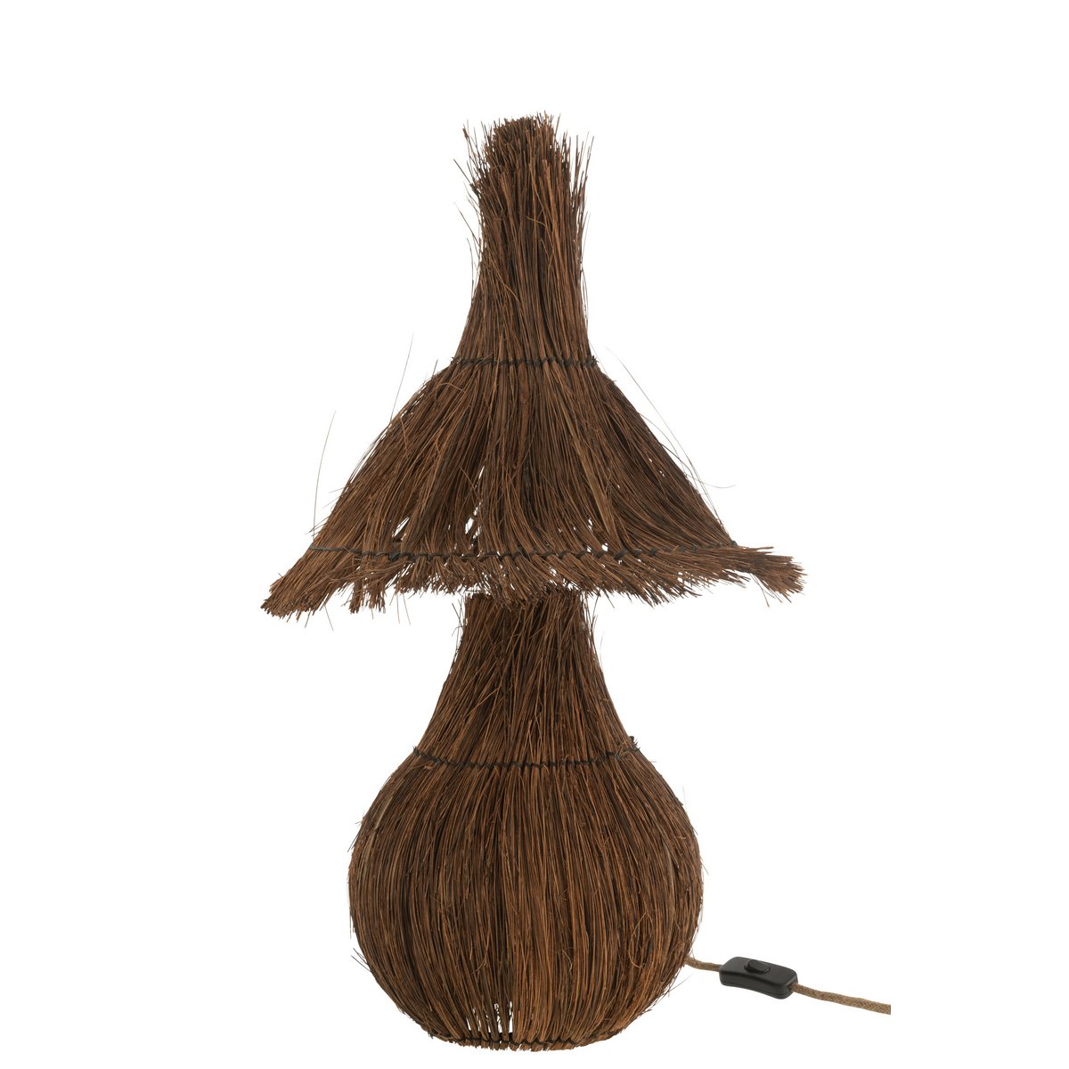 J-Line Tafellamp Tropical - Luxe Jute Lamp in Bruin - Natuurlijke Verlichting voor Jouw Interieur