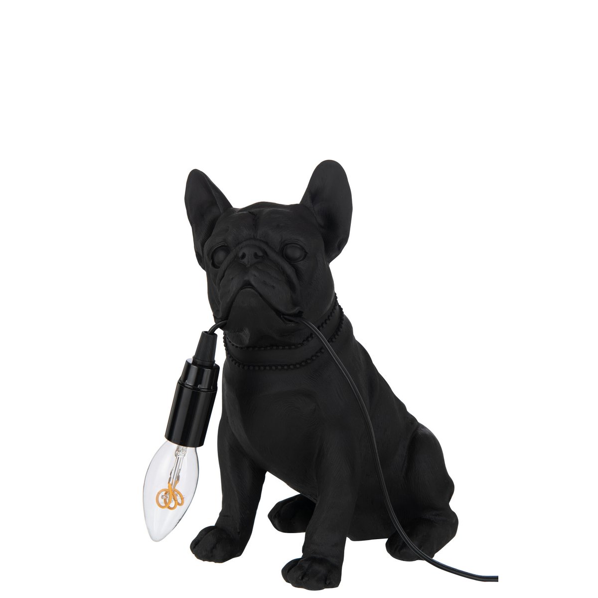 J-Line Tafellamp Bulldog - Luxe Polyresin Lamp in Zwart - Speelse Aanvulling voor Jouw Interieur