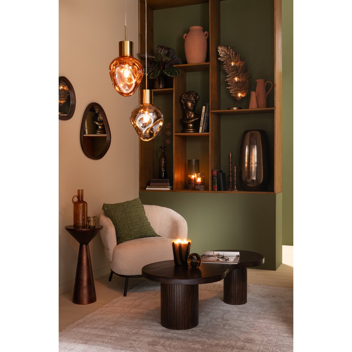 J-Line Hanglamp Rhea - Luxe Goud Metalen en Glazen Lamp in Grijs - Stijlvolle Verlichting voor Jouw Interieur