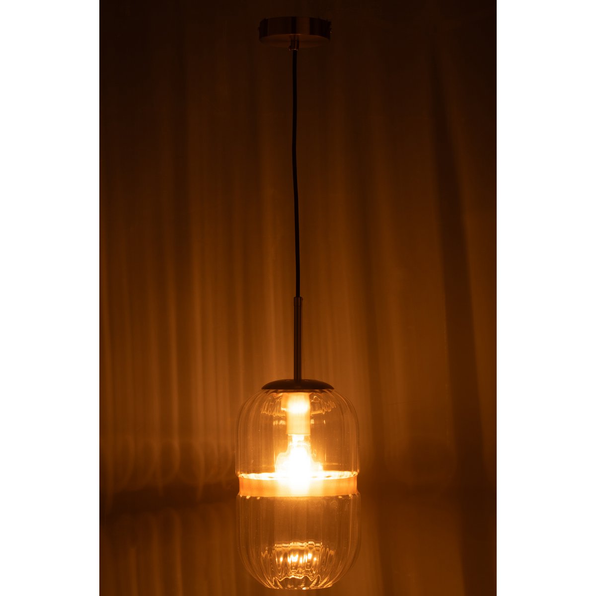 J-Line Hanglamp Tube - Transparante Gouden Lamp van IJzer en Glas