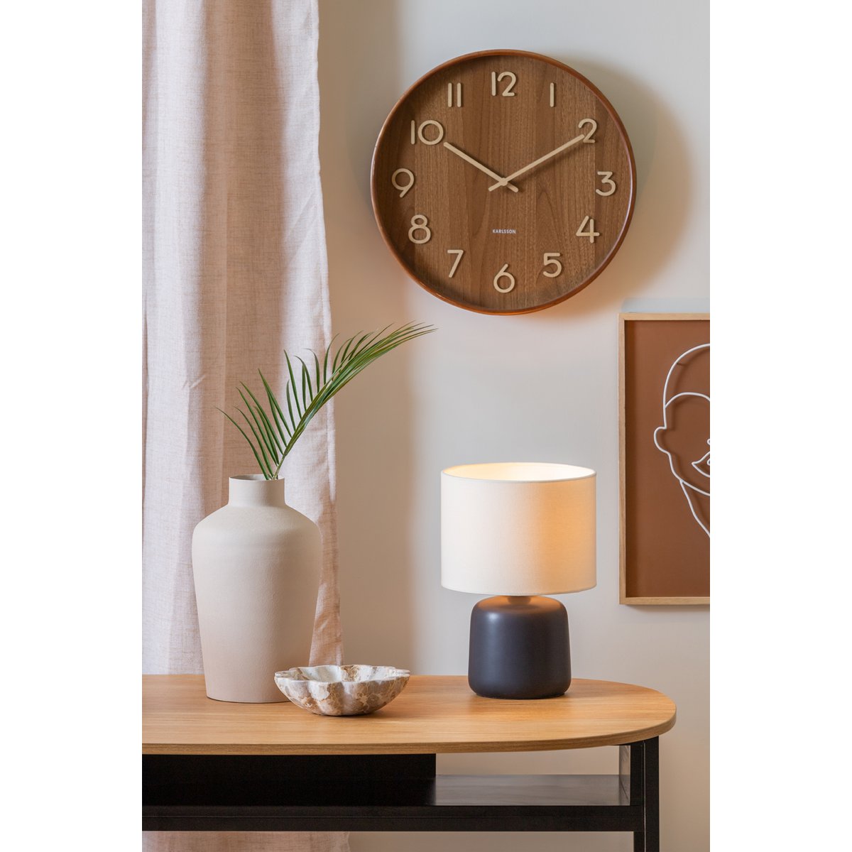 Alma Straight Tafellamp - Stijlvolle Designlamp met Keramische Basis en Zwarte Canvas Kap - Sfeerverlichting voor Elk Interieur