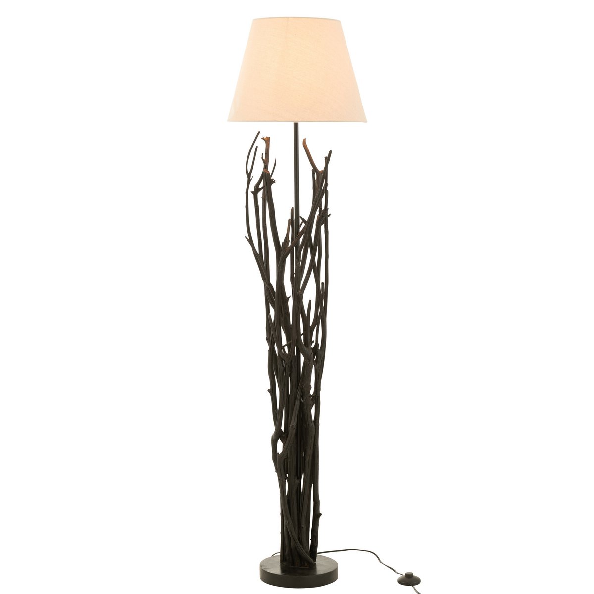 J-Line Vloerlamp Branches Chestnut - Luxe Hout in Zwart - Elegante Verlichting voor Jouw Interieur