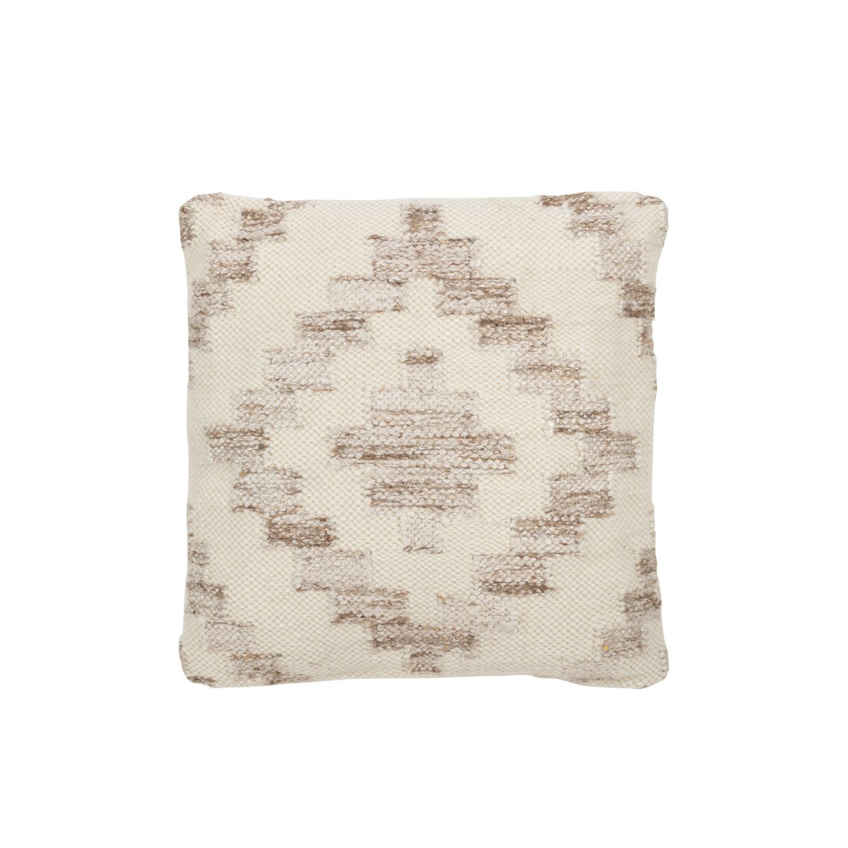 J-Line Sierkussen Ethnic Squares - Katoenen en Wol Kussen in Crème/Beige - Elegante Toevoeging voor Jouw Interieur