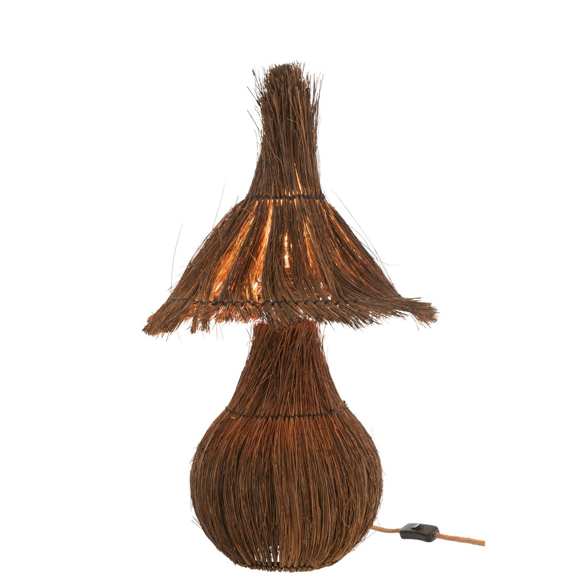 J-Line Tafellamp Tropical - Luxe Jute Lamp in Bruin - Natuurlijke Verlichting voor Jouw Interieur