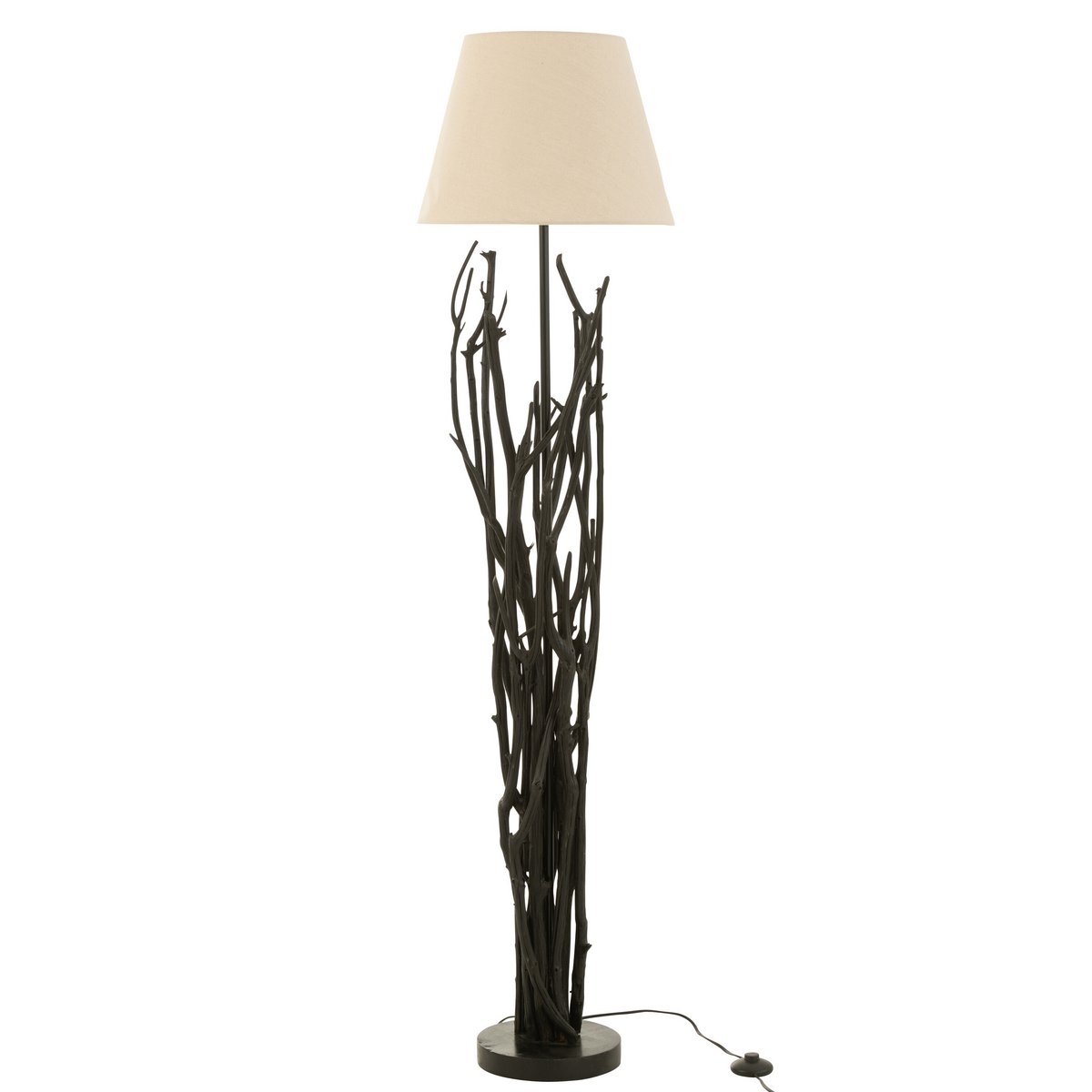 J-Line Vloerlamp Branches Chestnut - Luxe Hout in Zwart - Elegante Verlichting voor Jouw Interieur