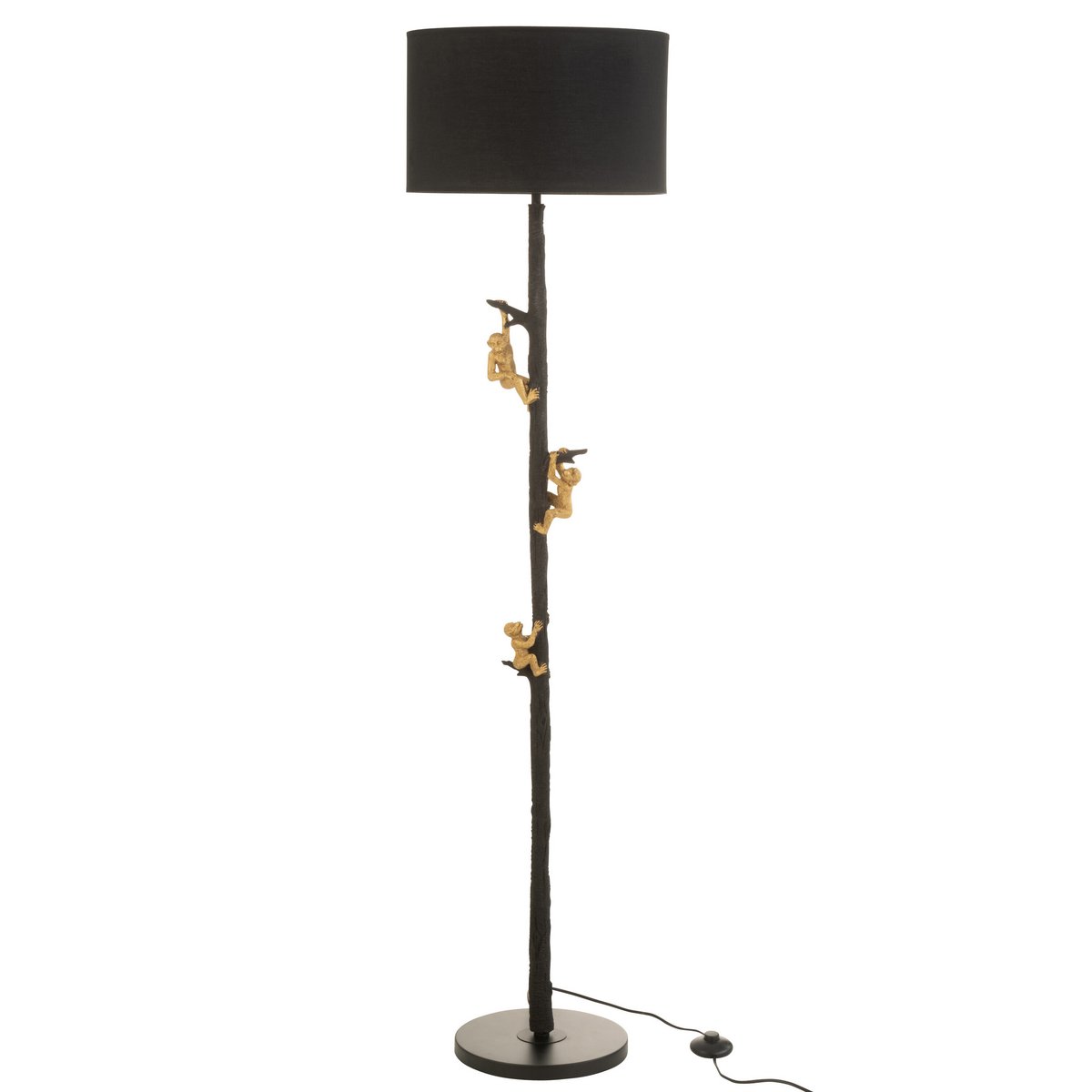 J-Line Vloerlamp Monkeys - Luxe Polyresin en Metaal in Zwart/Goud - Speelse Verlichting voor Jouw Interieur