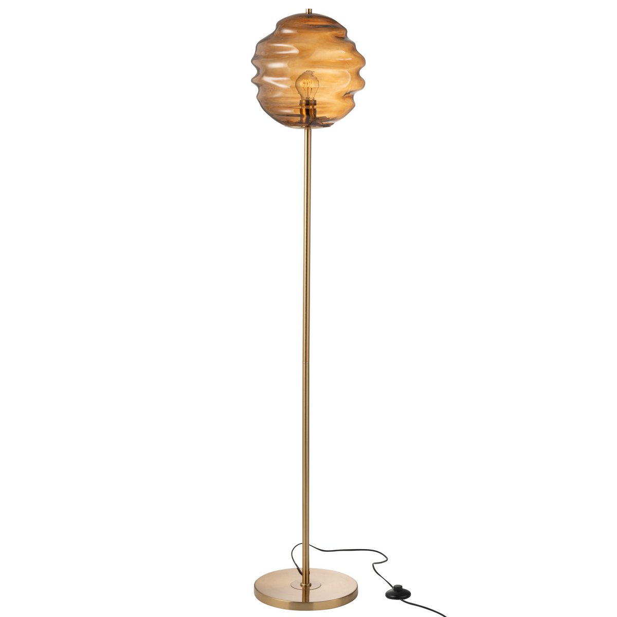 J-Line Vloerlamp Bijenkorf - Luxe Glazen Lamp in Bruin