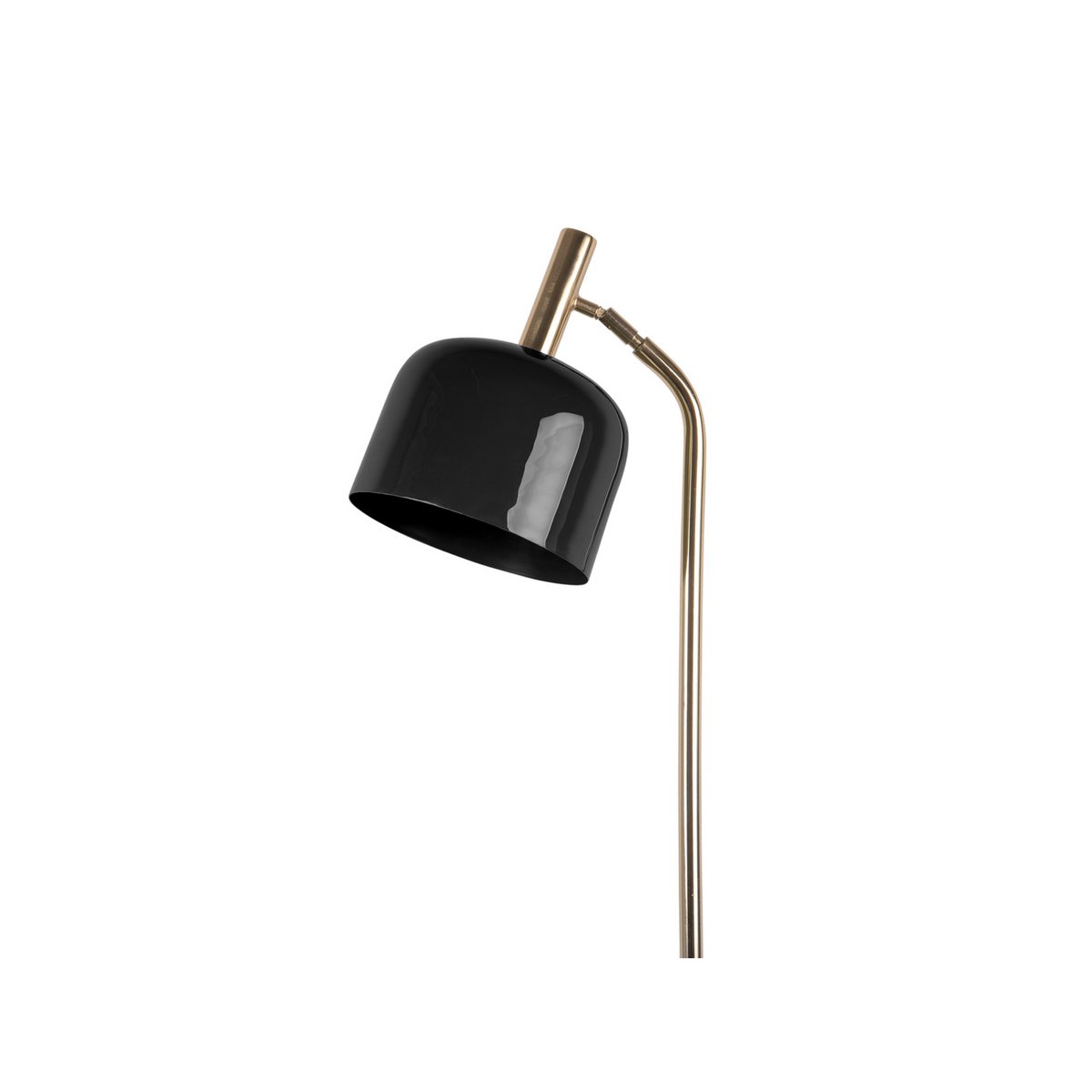 Smart Vloerlamp - Retro Designlamp met Glanzende Kap en Gouden Accenten - Zwart