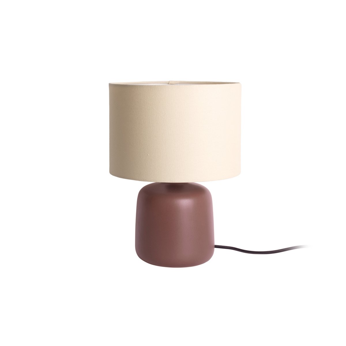 Alma Straight Tafellamp - Stijlvolle Designlamp met Keramische Basis en Bruine Canvas Kap - Sfeerverlichting voor Elk Interieur