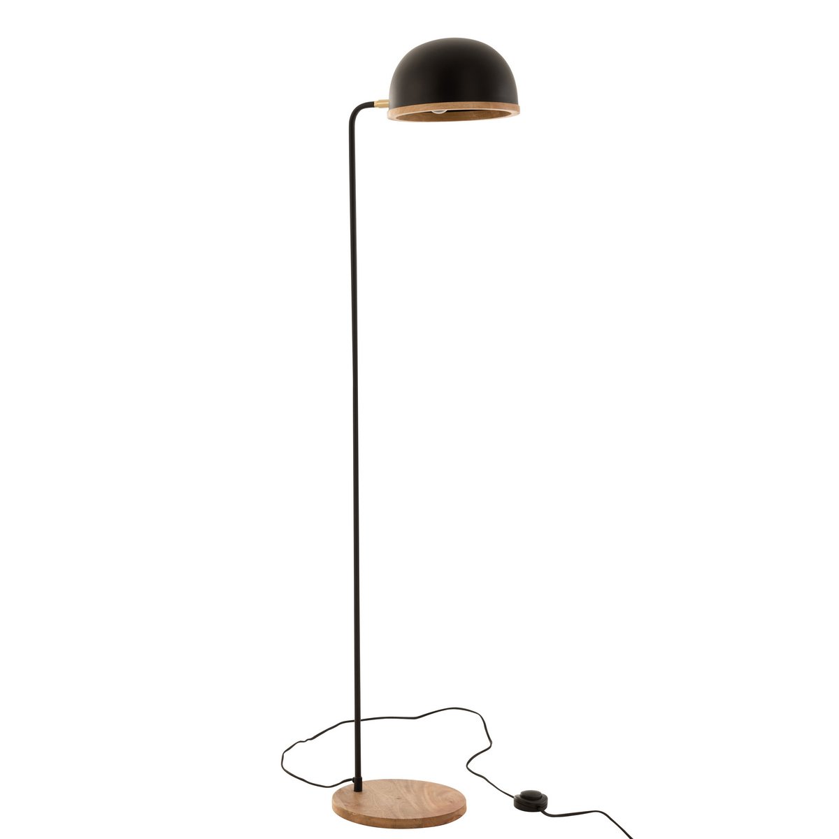 J-Line Vloerlamp Evy - Luxe Ijzer en Hout in Zwart/Natuurlijk - Stijlvolle Aanvulling voor Jouw Interieur