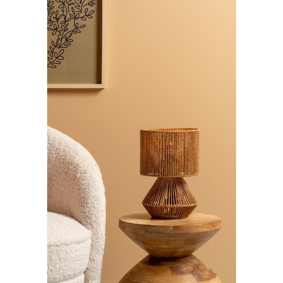 Forma Tafellamp - Stijlvolle Designlamp van Jute in Beige - Creëer een Gezellige Sfeer in Elk Interieur