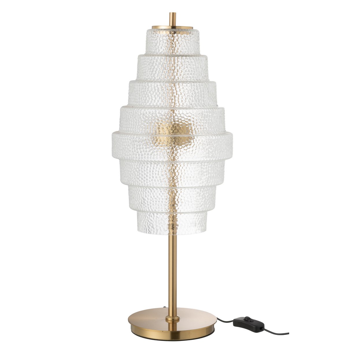 J-Line Tafellamp LED - Gouden Metaal en Transparant Glas - Elegante Verlichting voor Jouw Interieur