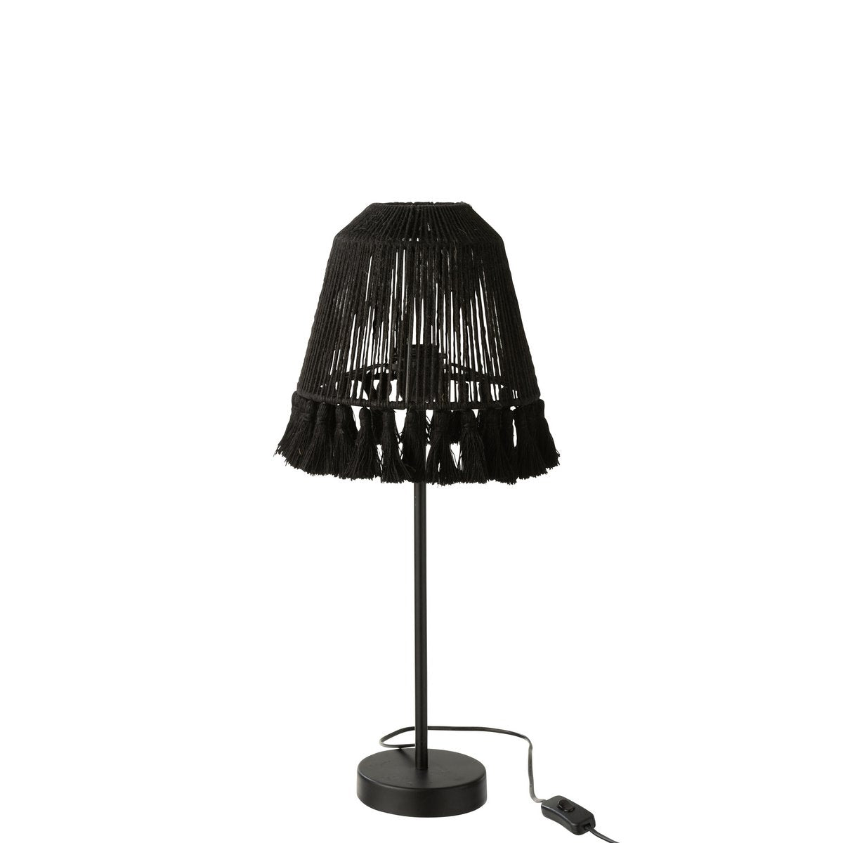 J-Line Mila Tafellamp - Luxe Jute Lamp in Zwart - Stijlvolle Verlichting voor Jouw Interieur