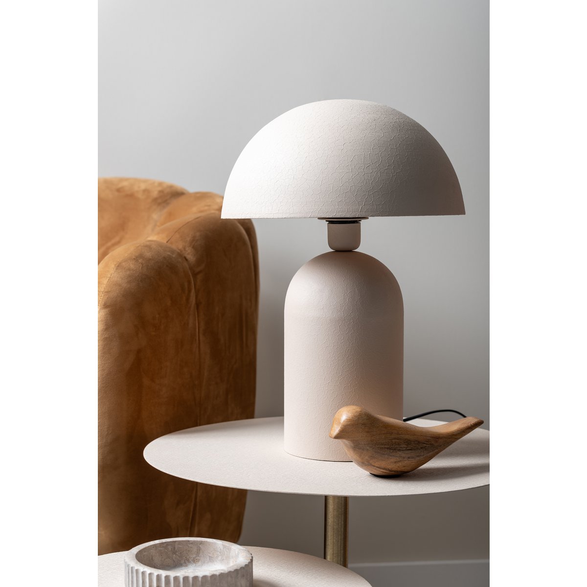 Boaz Tafellamp Large - Moderne Paddenstoel Designlamp met Textuur - Stijlvolle Verlichting in Zwart