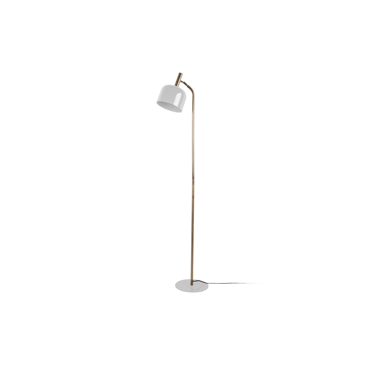 Smart Vloerlamp - Retro Designlamp met Glanzende Kap en Gouden Accenten - Wit