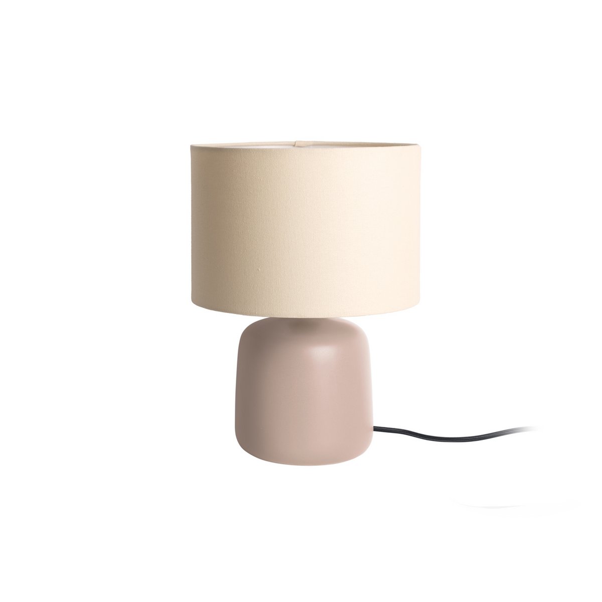 Alma Straight Tafellamp - Stijlvolle Designlamp met Keramische Basis en Lichtbruine Canvas Kap - Sfeerverlichting voor Elk Interieur