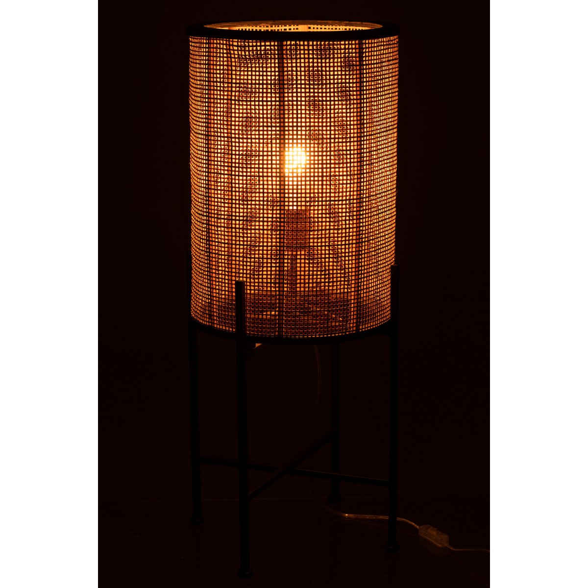 J-Line Vloerlamp Retro - Luxe Hout en Metaal in Natuurlijk - Stijlvolle Verlichting voor Jouw Interieur