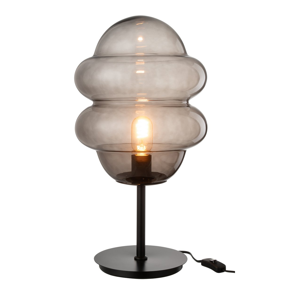 J-Line Tafellamp Honey Spoon - Luxe Glazen Lamp in Grijs