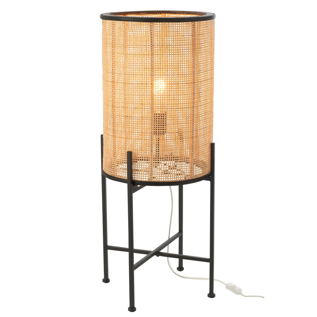 J-Line Vloerlamp Retro - Luxe Hout en Metaal in Natuurlijk - Stijlvolle Verlichting voor Jouw Interieur