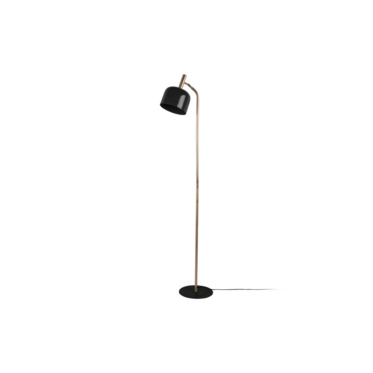 Smart Vloerlamp - Retro Designlamp met Glanzende Kap en Gouden Accenten - Zwart