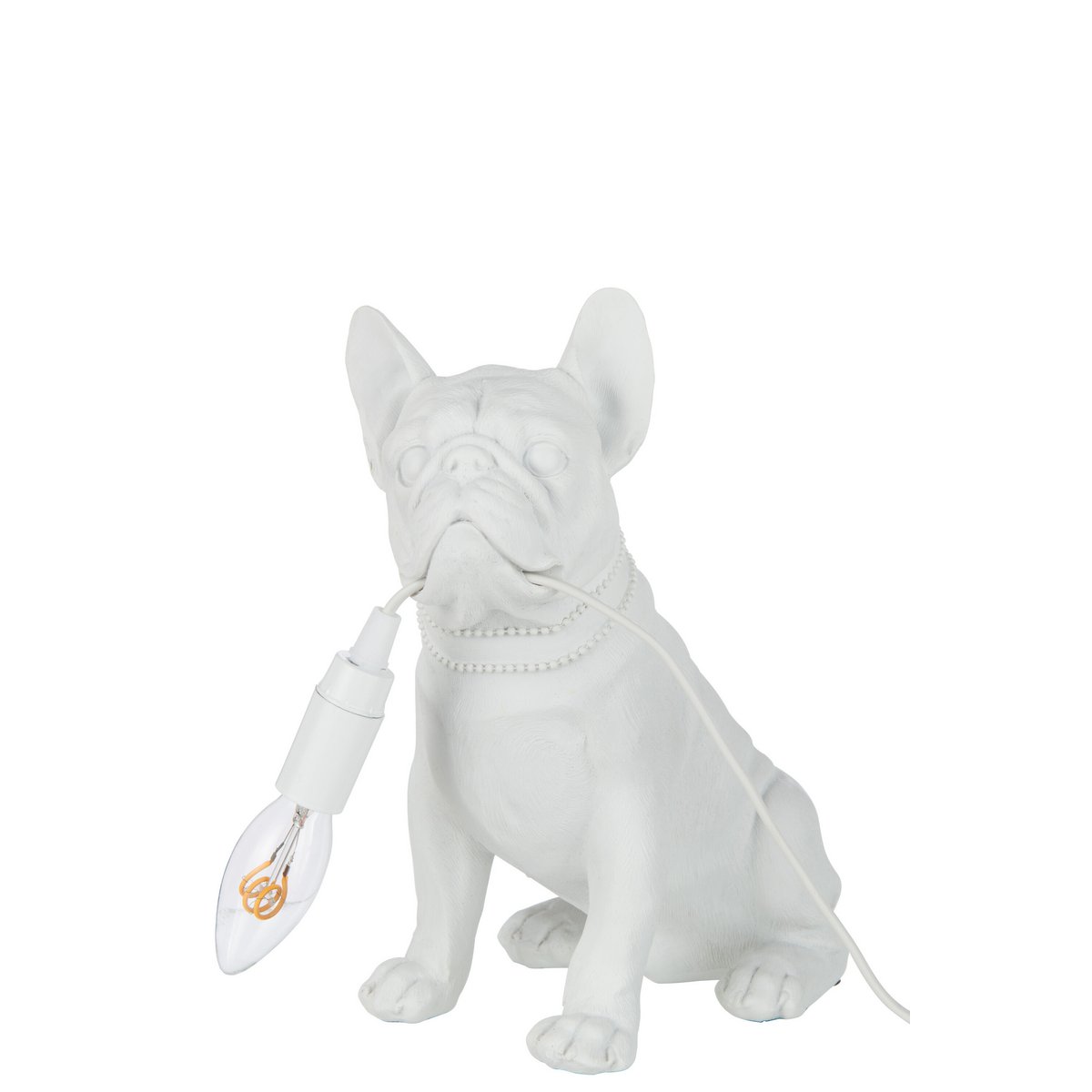 J-Line Tafellamp Bulldog - Luxe Polyresin Lamp in Wit - Speelse Aanvulling voor Jouw Interieur