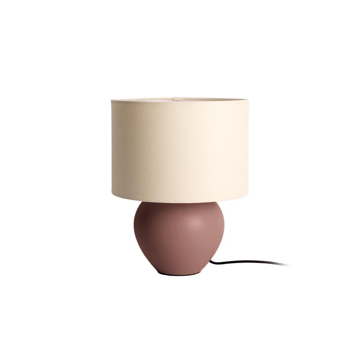 Alma Cone Tafellamp - Stijlvolle Designlamp met Keramische Basis en Donkerbruine Canvas Kap - Sfeerverlichting voor Elk Interieur