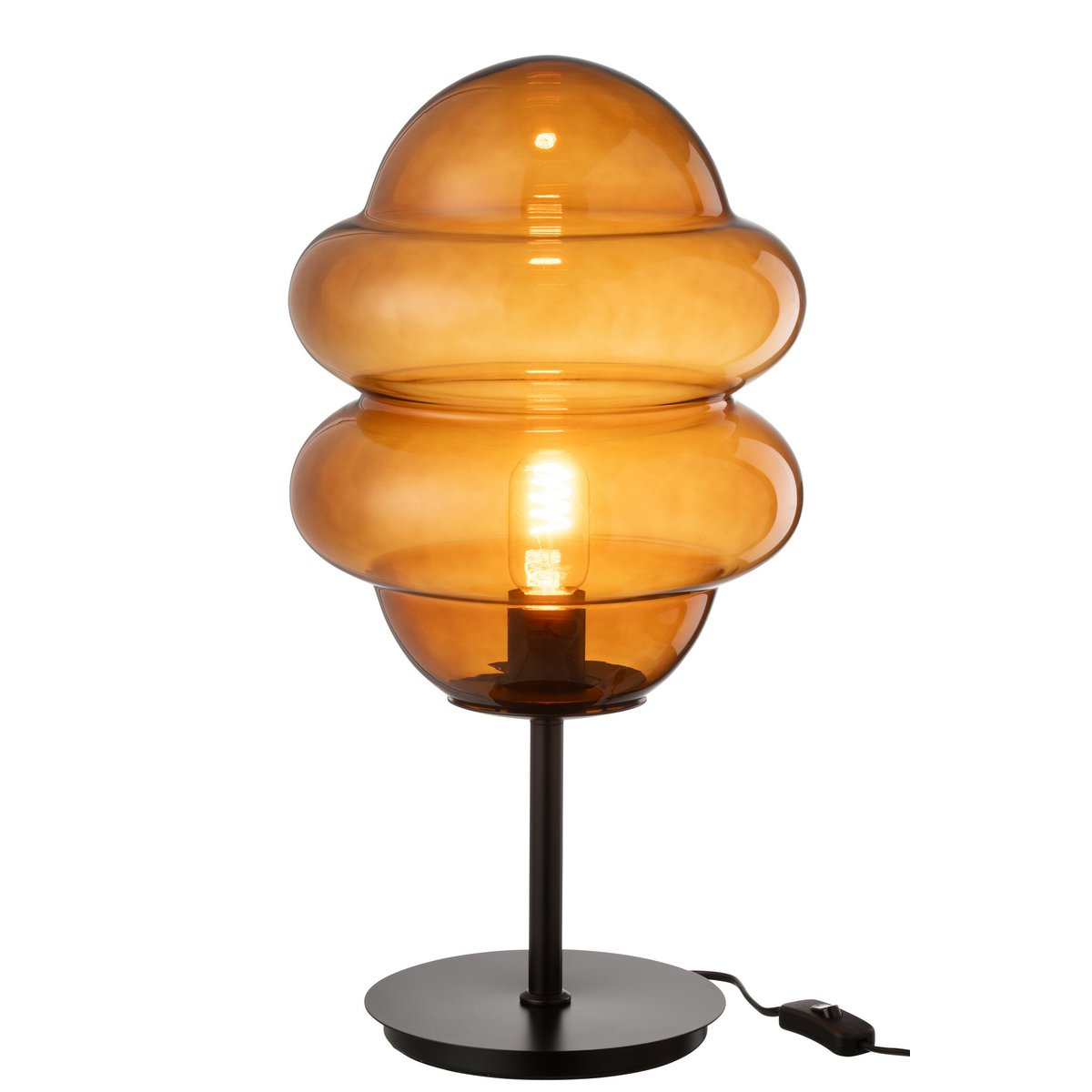 J-Line Tafellamp Honey Spoon - Luxe Glazen Lamp in Bruin