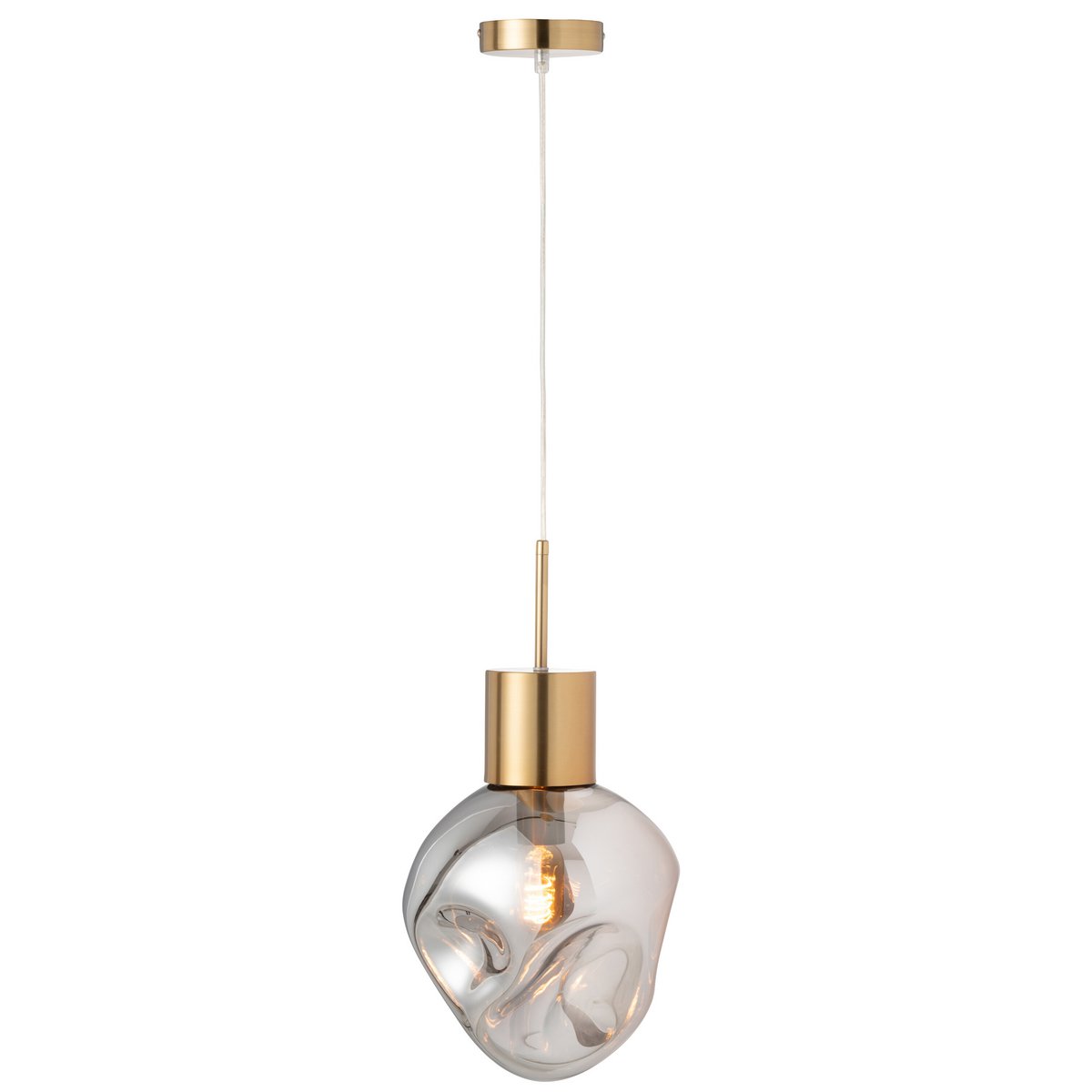 J-Line Hanglamp Rhea - Luxe Goud Metalen en Glazen Lamp in Grijs - Stijlvolle Verlichting voor Jouw Interieur