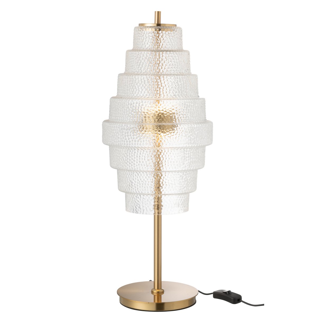 J-Line Tafellamp LED - Gouden Metaal en Transparant Glas - Elegante Verlichting voor Jouw Interieur