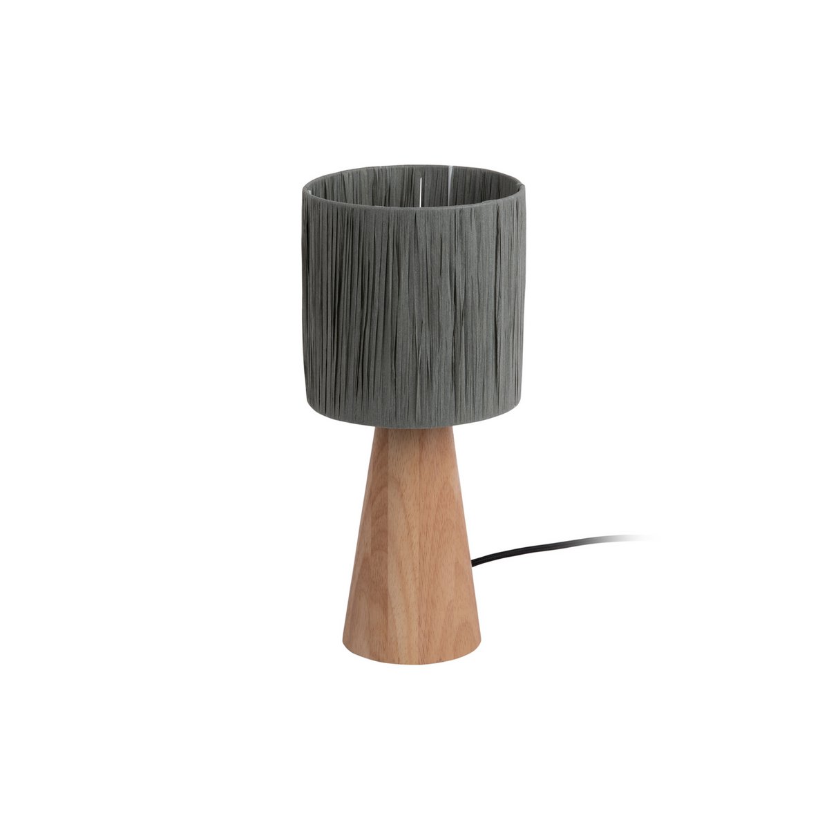 Cone Sheer Tafellamp - Trendy Designlamp in Grijs met Houten Basis - Creëer Sfeervolle Verlichting in Jouw Interieur