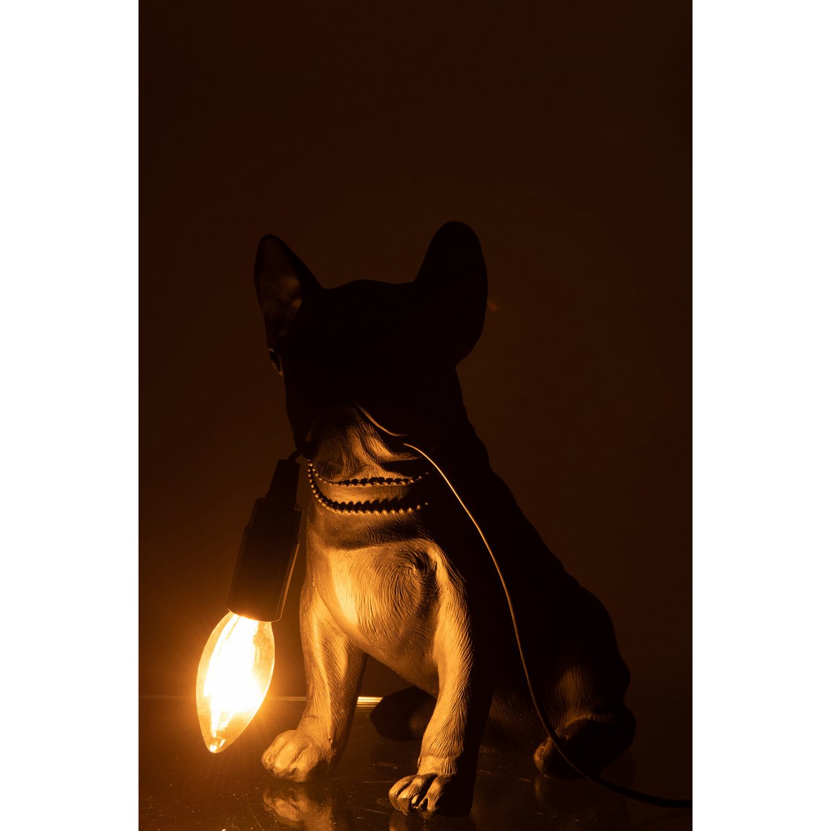 J-Line Tafellamp Bulldog - Luxe Polyresin Lamp in Zwart - Speelse Aanvulling voor Jouw Interieur