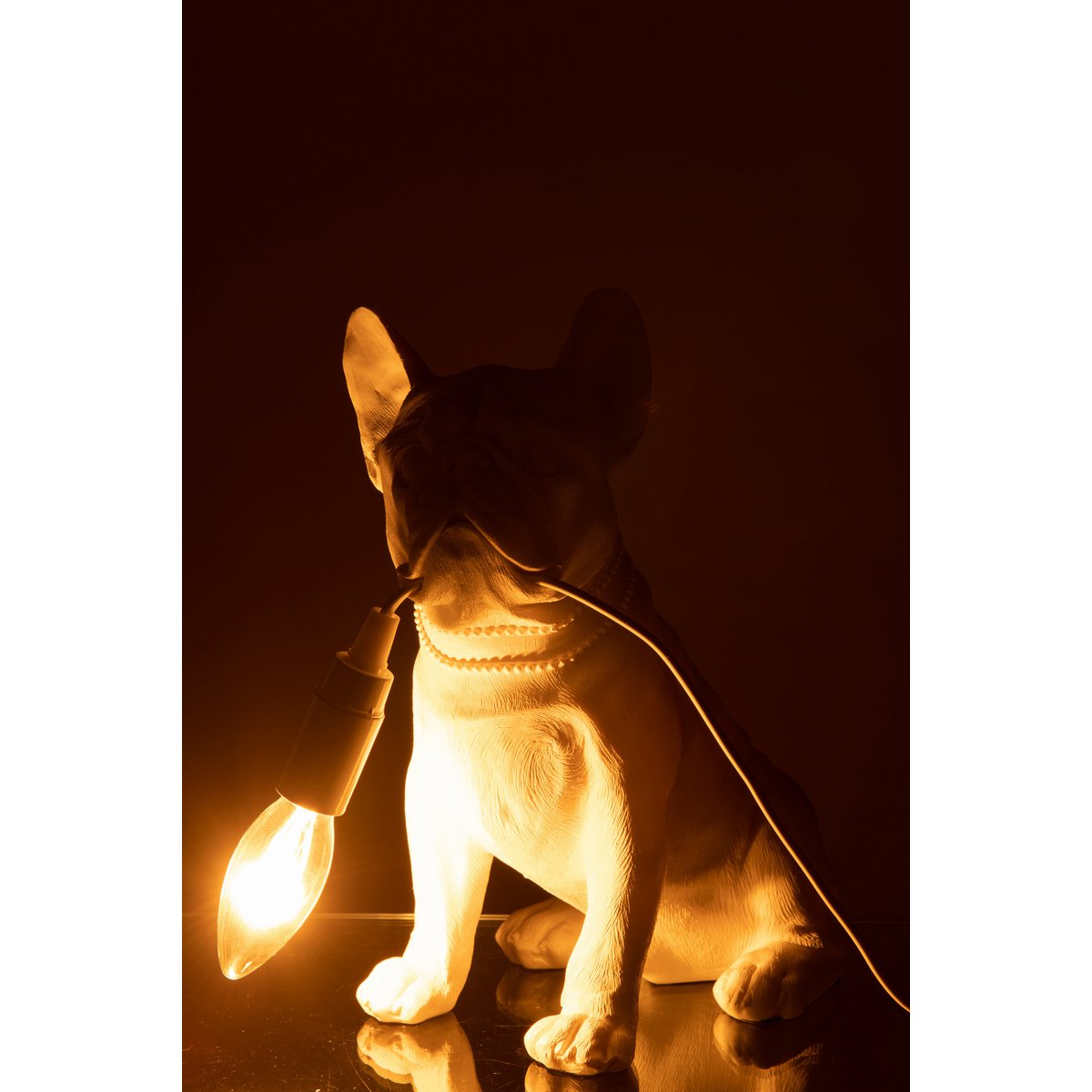 J-Line Tafellamp Bulldog - Luxe Polyresin Lamp in Wit - Speelse Aanvulling voor Jouw Interieur