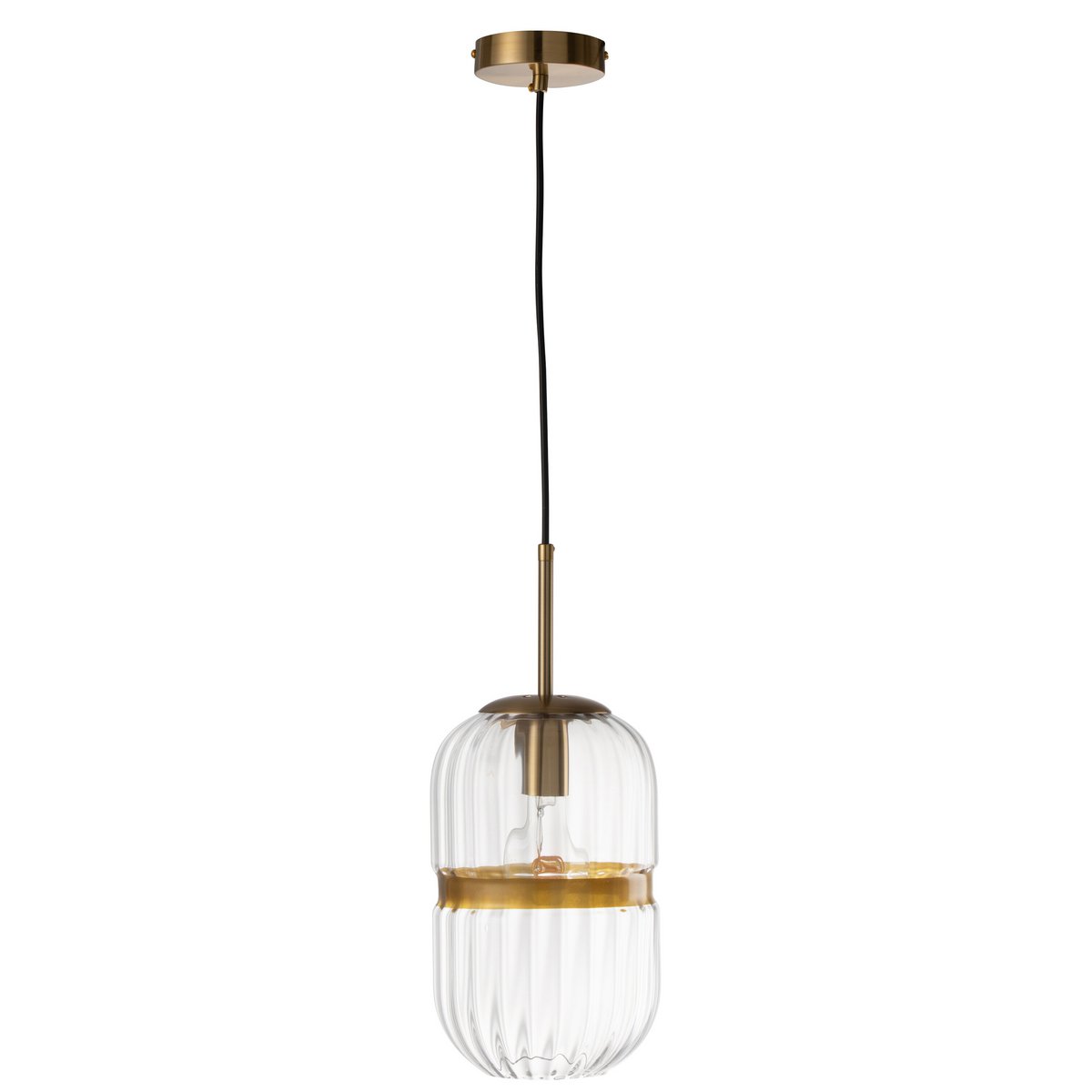 J-Line Hanglamp Tube - Transparante Gouden Lamp van IJzer en Glas