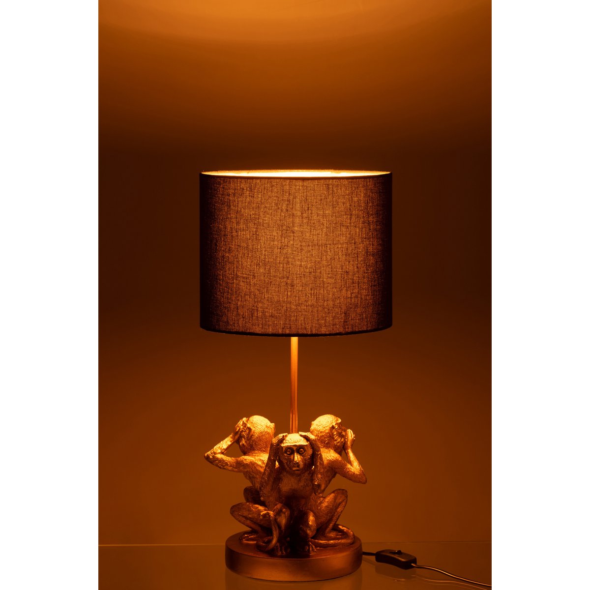 J-Line Tafellamp Aap - Luxe Polyresin Lamp in Goud - Speelse Aanvulling voor Jouw Interieur