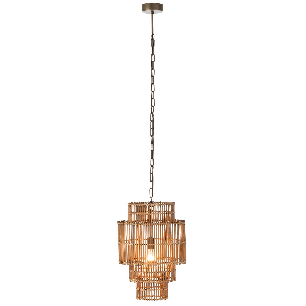 J-Line Aria Hanglamp - 4 Laags Bamboe in Natuurlijk - Elegante Verlichting voor Jouw Ruimte