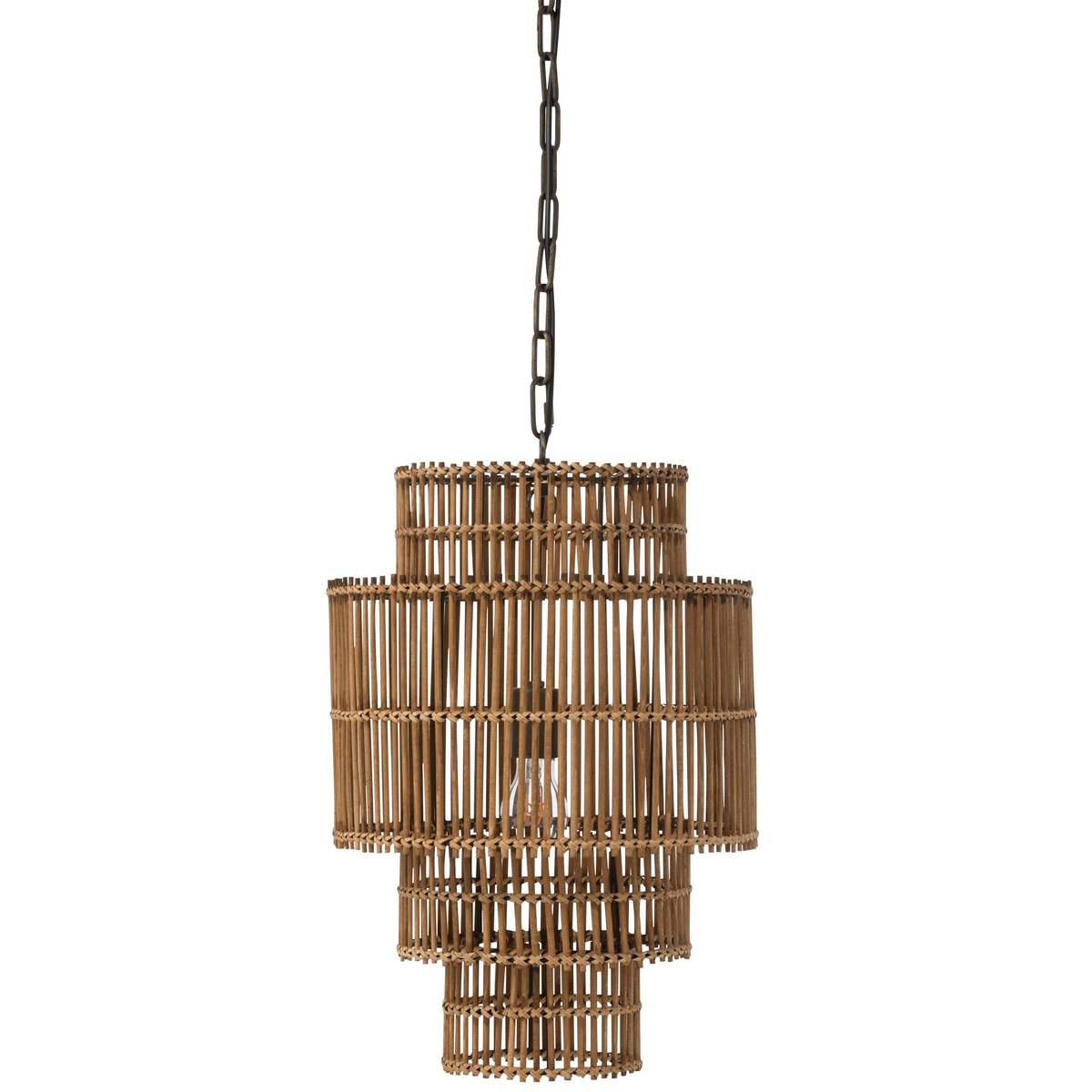 J-Line Aria Hanglamp - 4 Laags Bamboe in Natuurlijk - Elegante Verlichting voor Jouw Ruimte