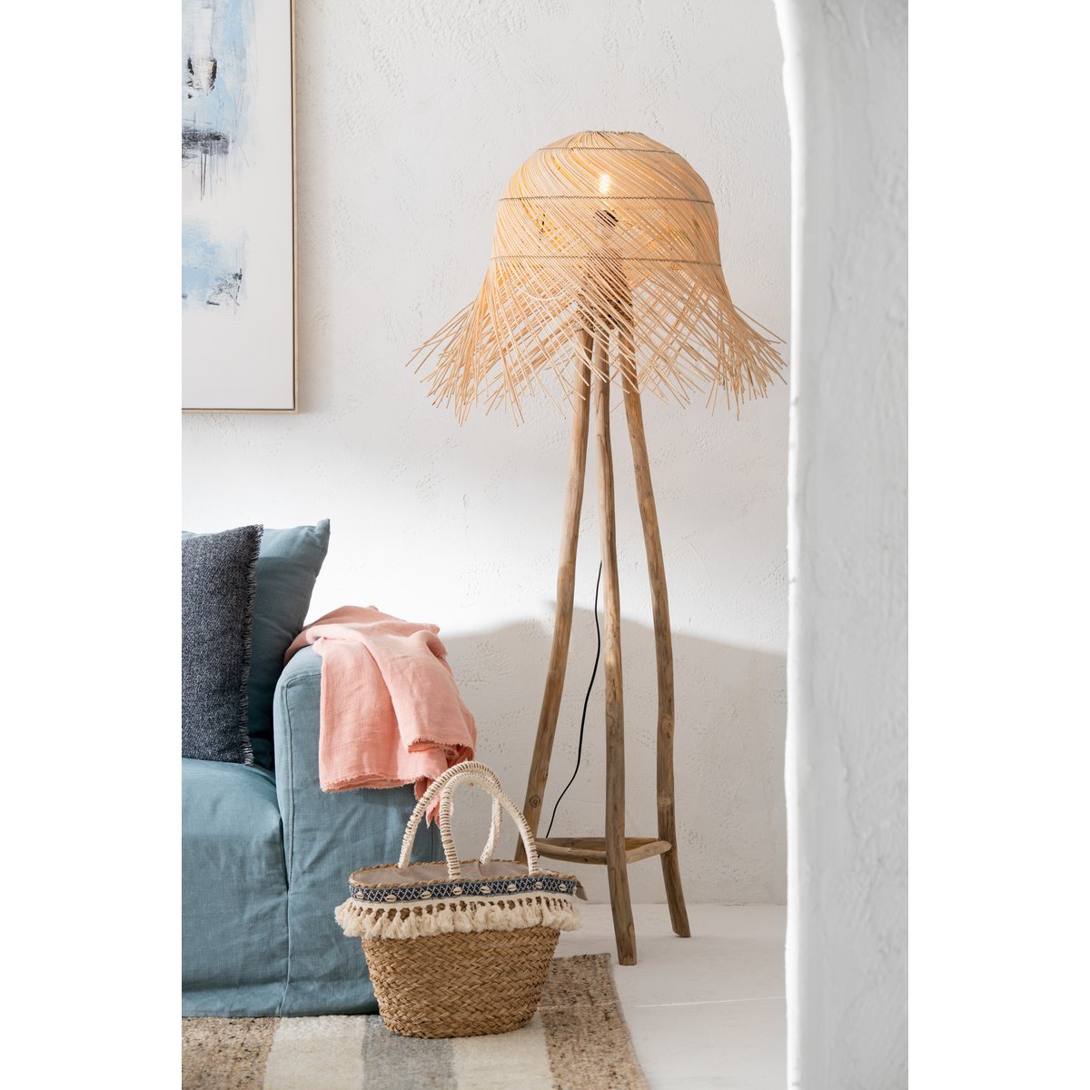 J-Line Vloerlamp Branches - Natuurlijke Jute Lamp in Bruin - Stijlvolle Verlichting voor Jouw Interieur